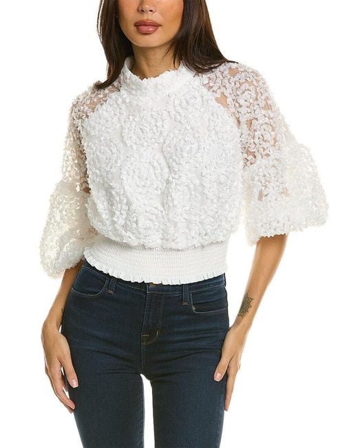 Gracia White Ribbon Mesh Blouse
