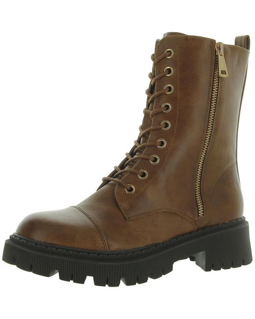 Gc Shoes Brown Round Toe Lace Up Combat & Lace-Up Boots