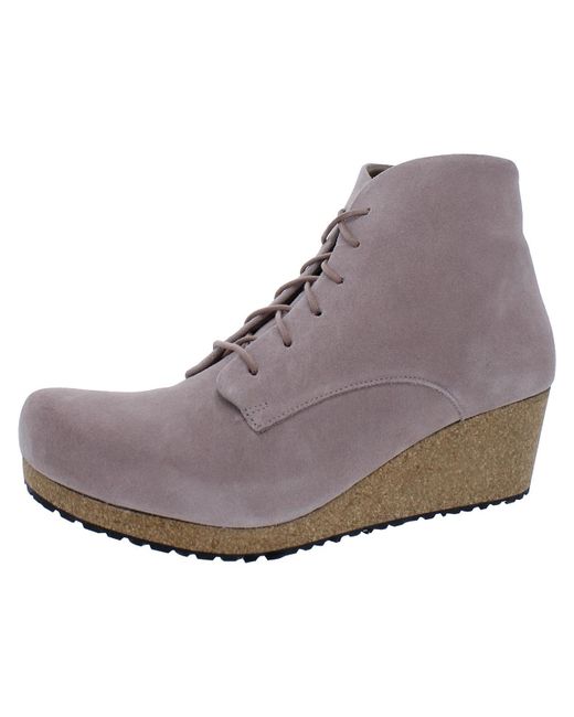 Papillio Purple Edith Suede Wedge Ankle Boots