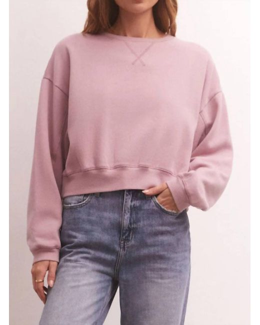 Z Supply Pink Classic Crew Sweatshirt
