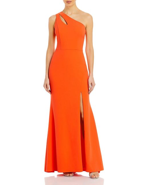 Xscape Orange Side Slit Maxi Evening Dress