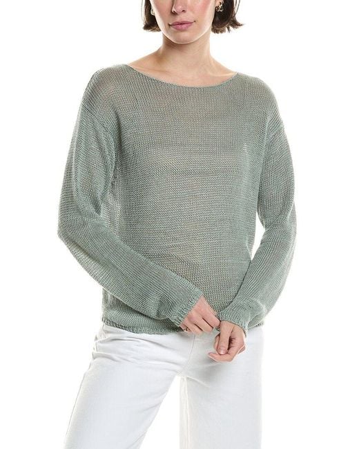 Vince Gray Boat Neck Linen Pullover