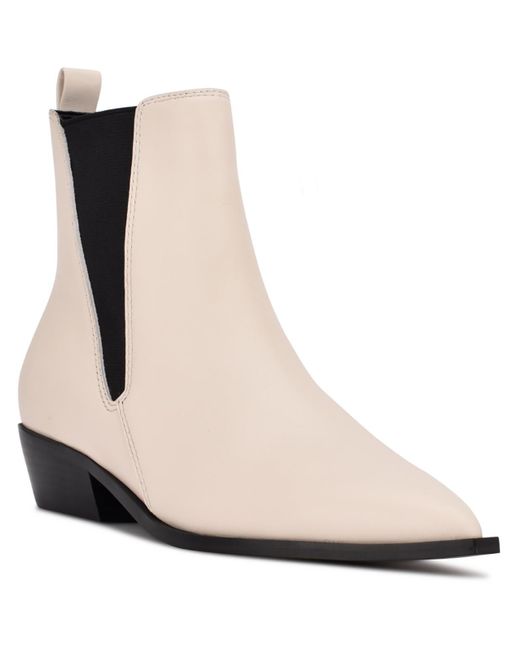 Nine West Danzy Leather Dressy Chelsea Boots in White | Lyst