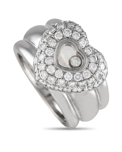 Chopard Metallic 18k Gold 1.0ct Diamond Heart Ring Ch10-012524