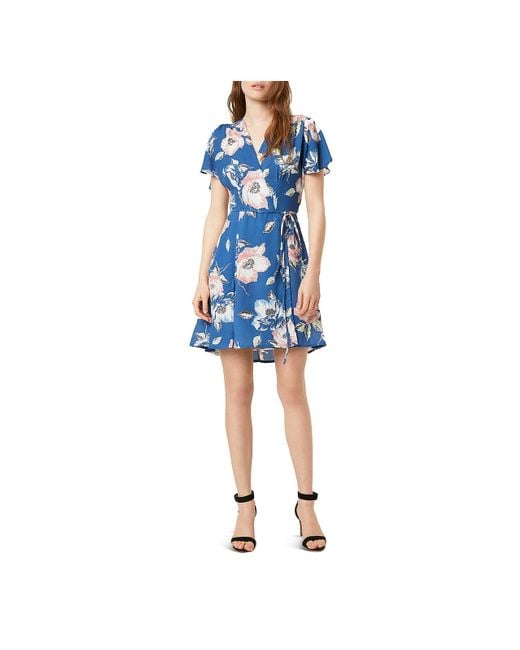 French Connection Cari Crepe Floral Mini Dress in Blue | Lyst