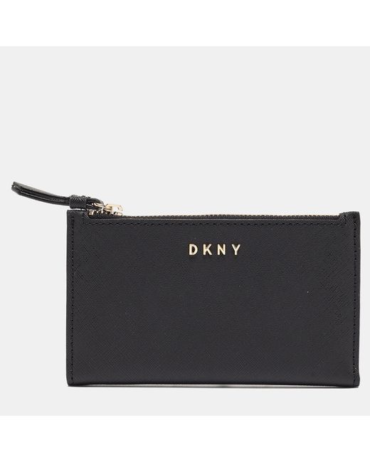 DKNY Black Leather Bryant Park Compact Wallet
