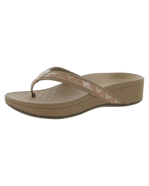 Vionic Natural Hightide Chv Patent Thong Wedge Sandals