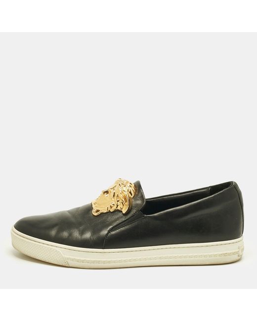 Versace Leather Medusa Slip On Sneakers in Black for Men | Lyst display picture 2