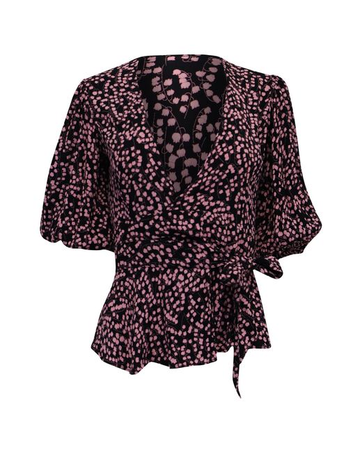 Ganni Purple Wrap Blouse