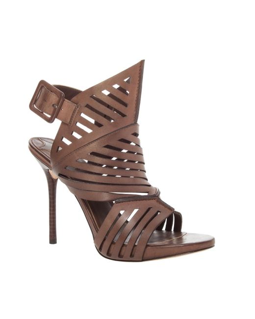 Leon Max Etienne Leather Slingback Heel Sandals in Brown Lyst