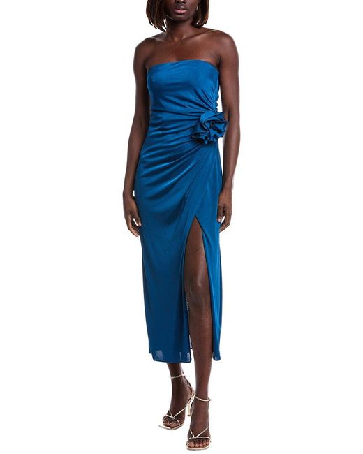 ML Monique Lhuillier Blue Corinne Midi Dress