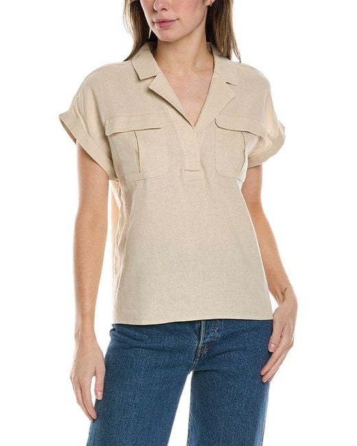 Ellen Tracy Natural Linen-blend Camp Shirt