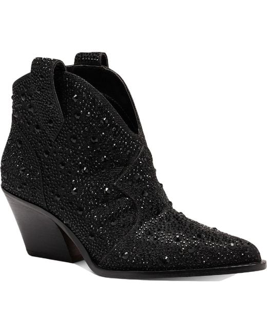 Jessica Simpson Black Zadie 2 Rhinestone Pointed Toe Cowboy, Western Boots