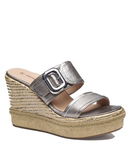Johnston & Murphy Metallic Addison Buckle-Strap Wedge