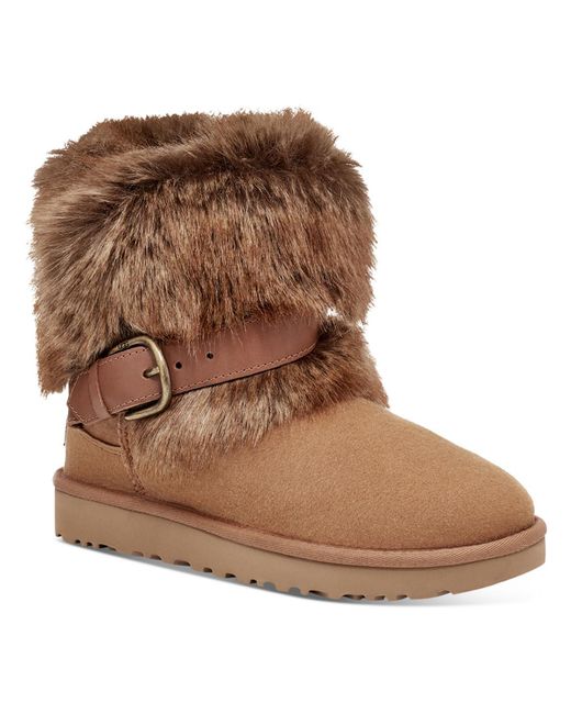Ugg Brown Classic Buckle Mini Snow Cold Weather Ankle Boots