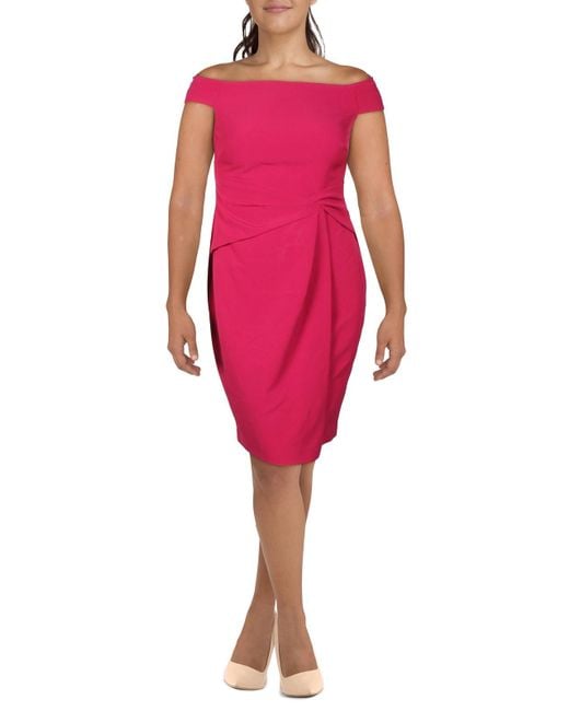 Lauren by Ralph Lauren Red Pleated Mini Cocktail And Party Dress