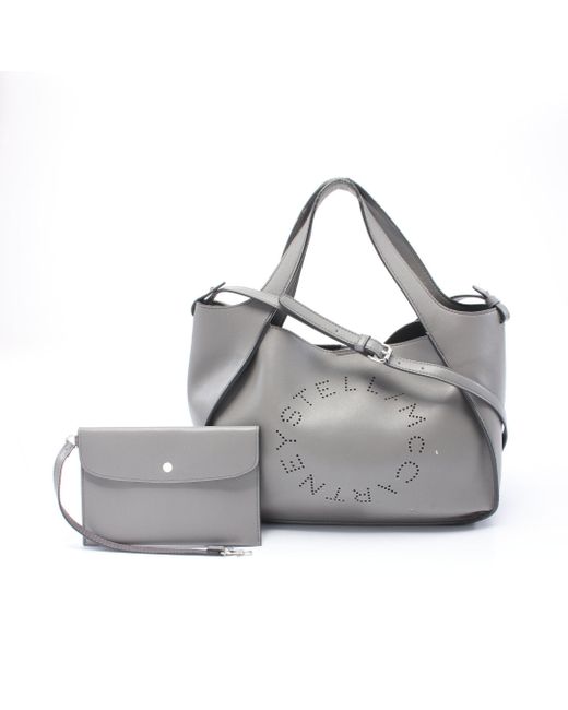Stella McCartney Gray Stella Logo Handbag Tote Bag Fake Leather 2way