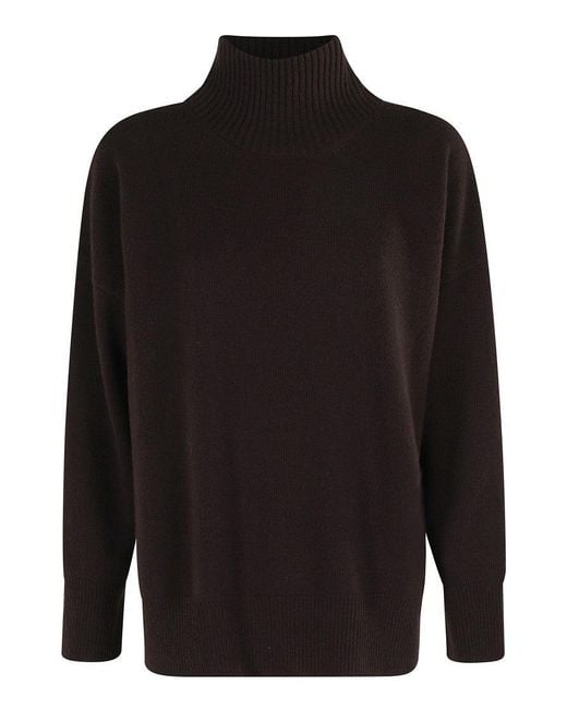 Roberto Collina Black High-Collared Sweater With Side Slits