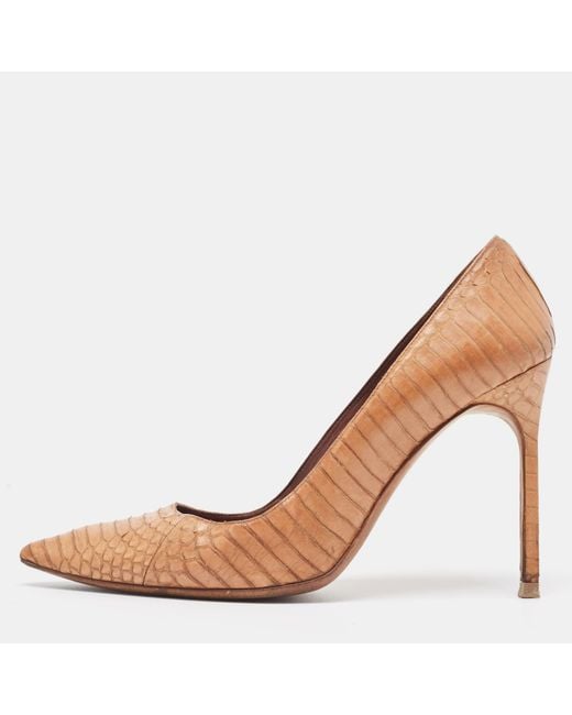 Manolo Blahnik Natural Watersnake Bb Pumps