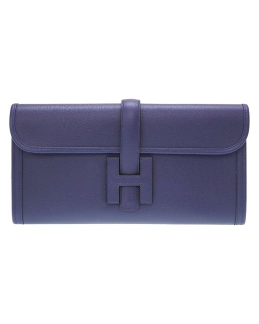 Hermès Blue Jige Leather Clutch Bag (pre-owned)
