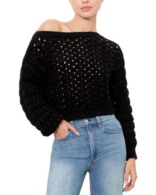 Alice + Olivia Black Allene Wool-Blend Sweater