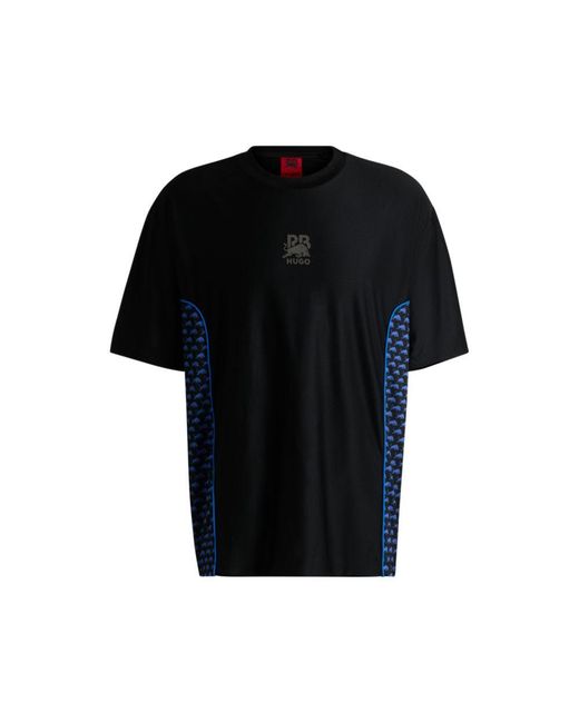 HUGO Black X Rb Structured-Jersey T-Shirt With Piping Details for men