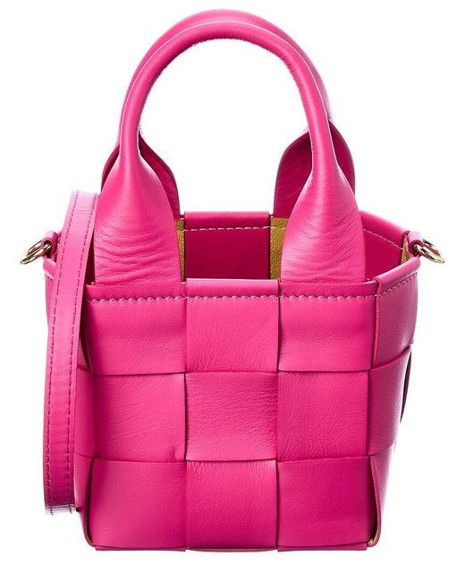 Persaman New York Pink Selma Leather Bucket Bag