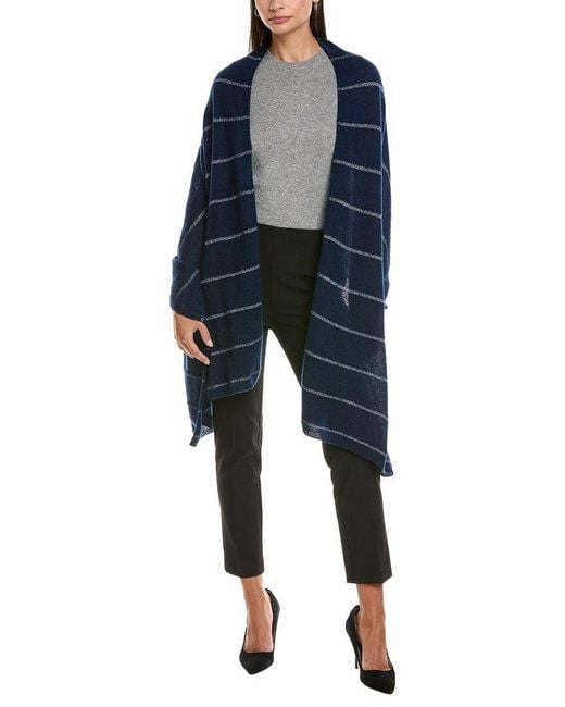 Forte Blue Cashmere Lurex Stripe Cashmere Wrap