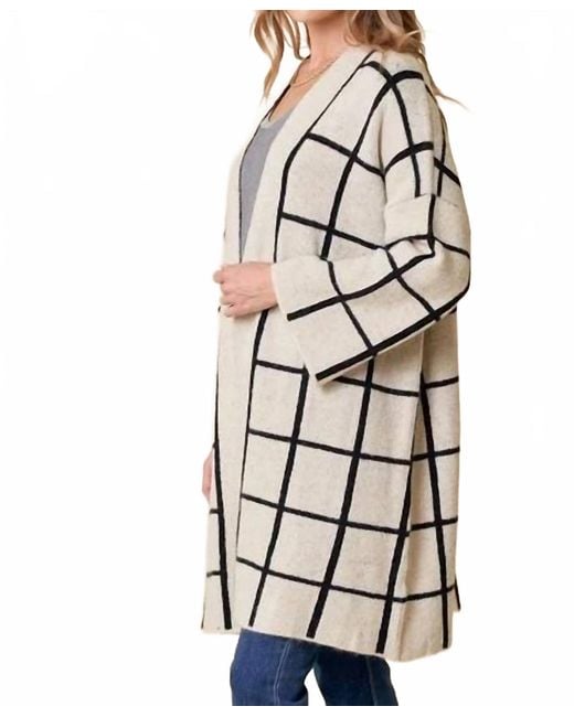 Doe And Rae White Grid Pattern Cardigan
