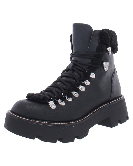 Steve Madden Cycloneee Faux Leather Block Heel Hiking Boots in Black Lyst