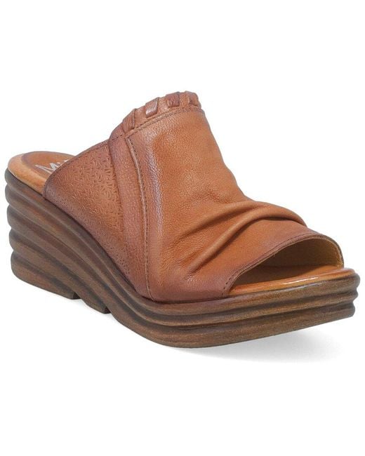 Miz Mooz Brown Abbie Leather Wedge Sandal