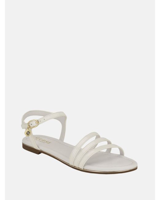 Guess Factory White Lyndy Patent Faux-leather Sandals