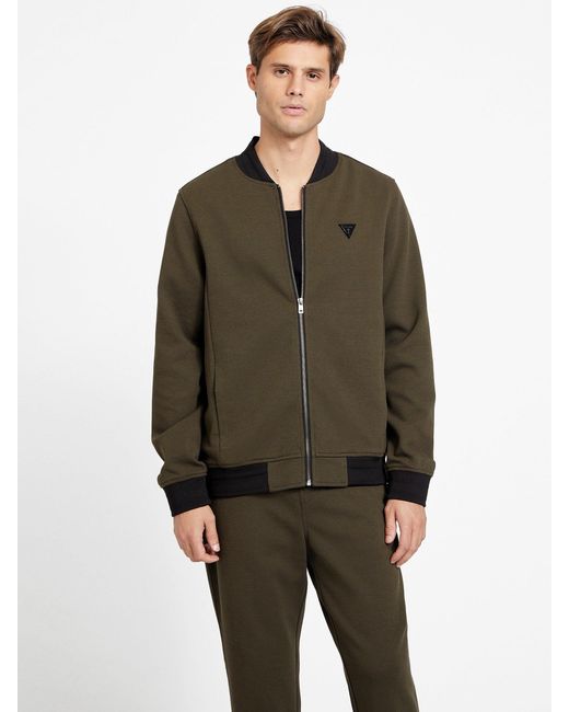 Guess Factory Mett Textured Zip Jacket in Green for Men Lyst