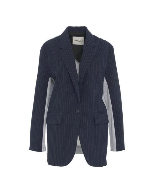Ottod'Ame Blue Single-Breasted Blazer With Contrasting Back Panel And Pinstripes