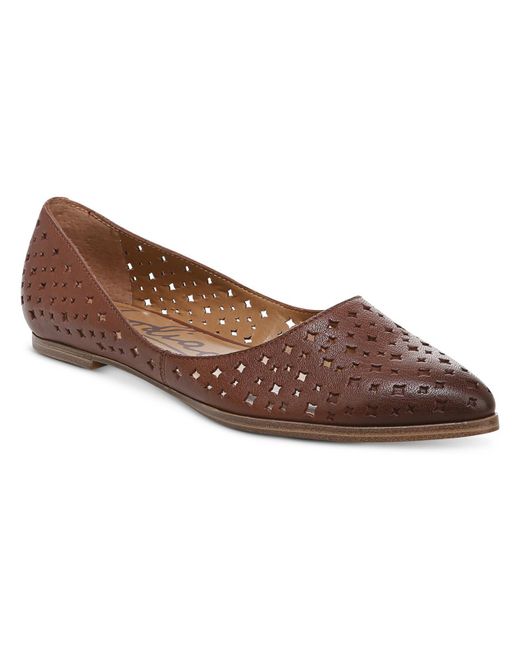Zodiac Brown Hill Perf Leather Pointed Toe Ballet Flats