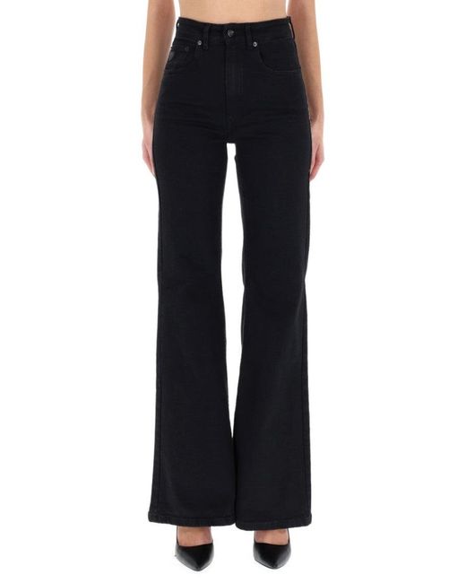 Lois Black High Waist Flared Jeans With Classic Five-Pocket Design