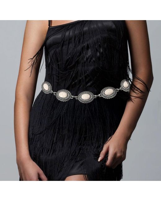 Silver & Black Boho Vintage Western Stone Concho Statement Belt Lucky Gem Club Boho Concho Belt | Pinto Ranch main image 4