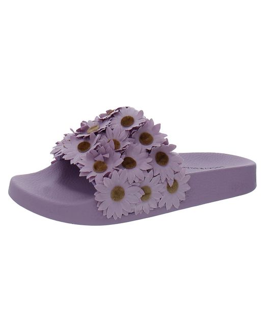 Lucky Brand Purple Gellion Applique Embellished Slide Sandals