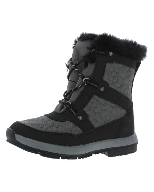 BEARPAW Black Marina Leather Waterproof Winter Boots