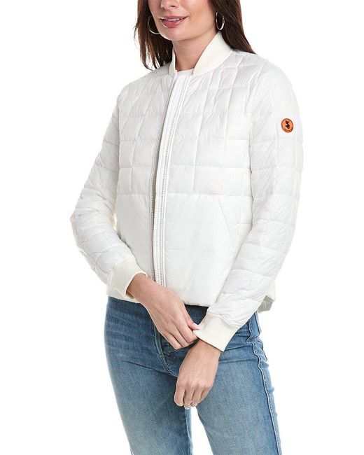 Save The Duck White Ede Short Quilt Jacket