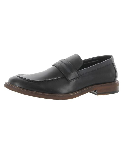 Kenneth Cole Black Prewitt Penny Leather Slip-on Loafers for men
