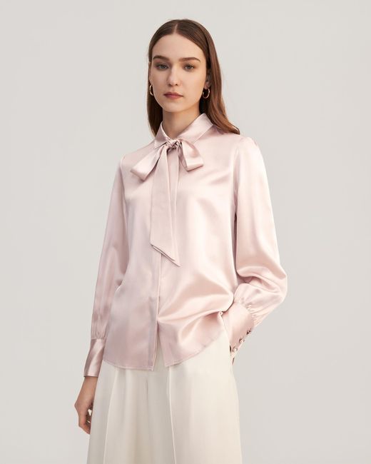 LILYSILK Natural Bow Tie Silk Blouse For