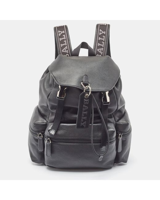 Bally Gray Leather Small Crew Backpack