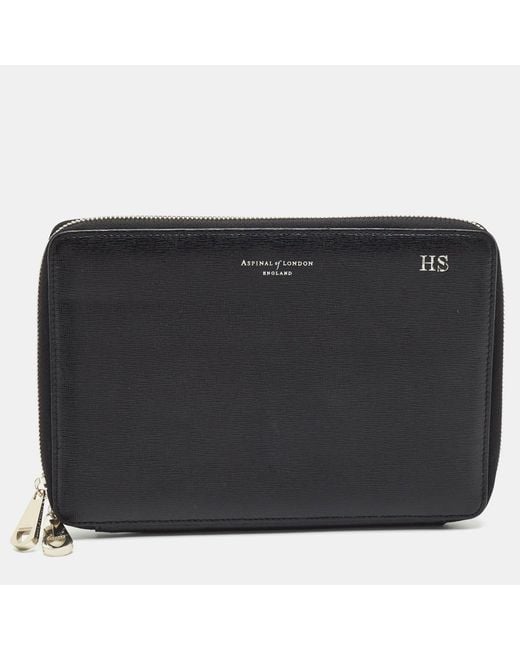 Aspinal Black Leather Tablet Continental Wallet