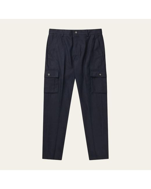 Les Deux Blue Como Reg Wool Cargo Suit Pants for men