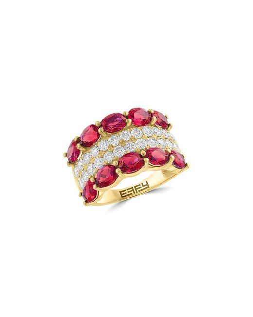 Effy Fine Jewelry Red Over 4.74 Ct. Tw. Lab-Grown Diamond & Lab-Grown Lab Ruby Ring