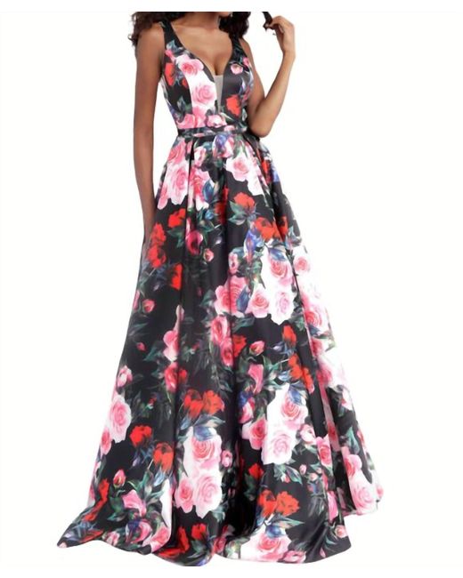 Jovani Red Printed A-Line Ballgown