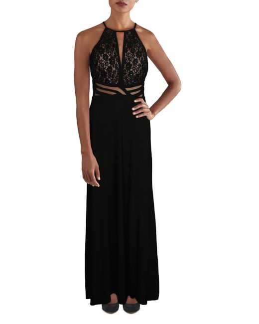 Morgan & Co. Black Juniors Lace Illusion Formal Dress