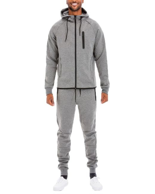 TRUEDAMES Gray Full Zip Sweat Pant Sweat Set for men