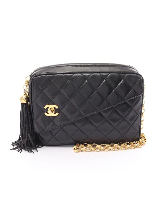 Chanel Gray Matelasse Chain Shoulder Bag Lambskin Gold Hardware
